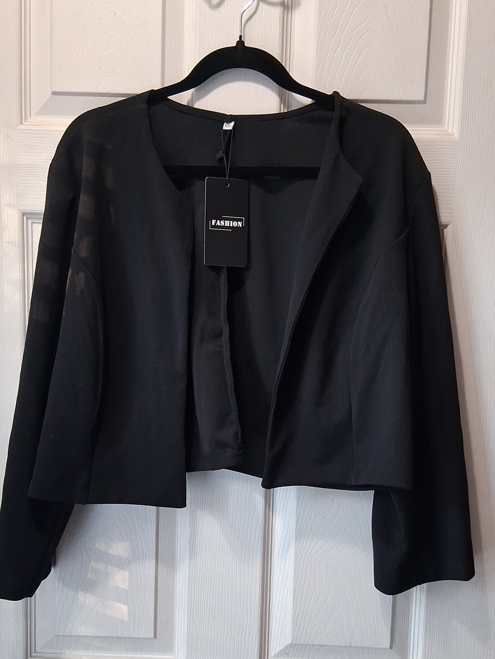 Fashion to Figure Black Cropped Open-Front Blazer